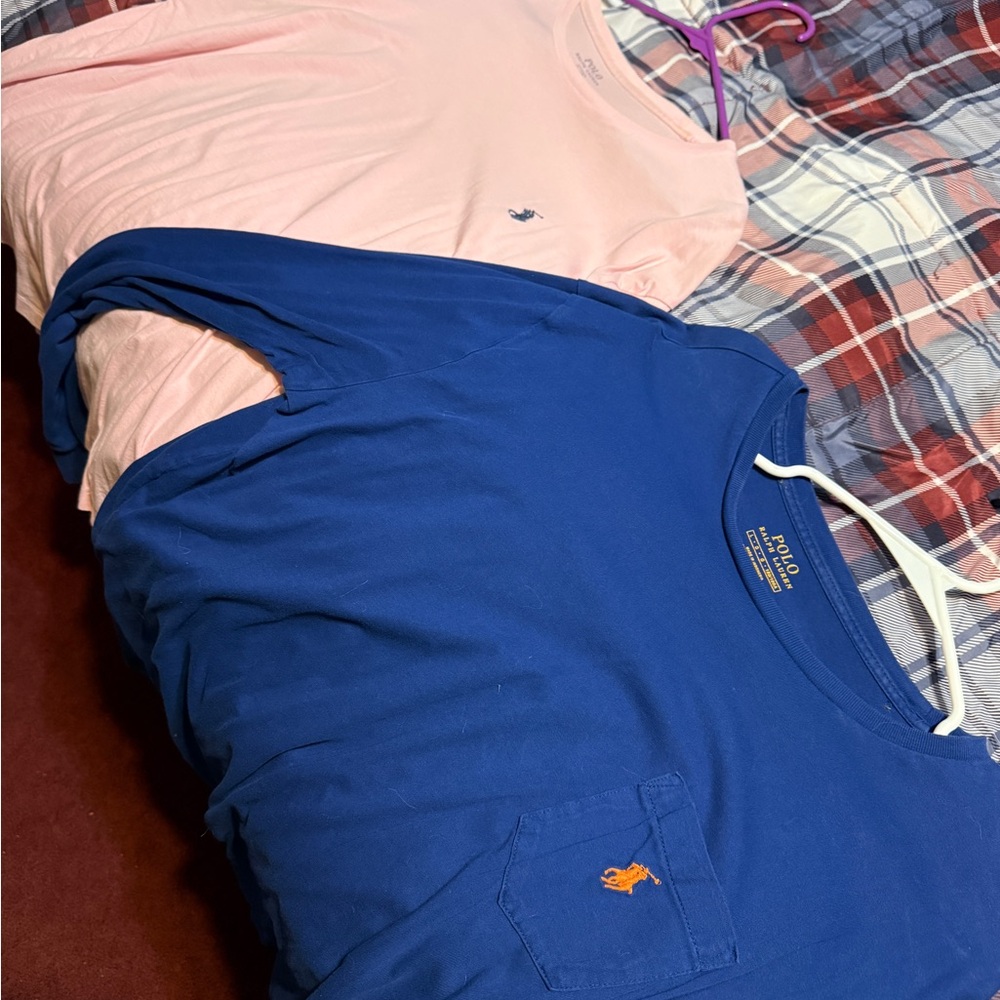 Two Ralph Lauren Navy and Light Pink Tees